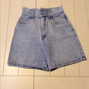 Vintage 90’s Anchor Blue Women's Blue Denim High Waisted Long Shorts